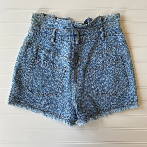 Le Lis S Blue Textured Cutoff Raw Hem Ruffle Trim High Rise Denim Jean Shorts - Picture 7 of 10